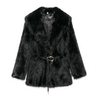 TRAFZA-abrigo de manga larga con cuello vuelto para mujer, ropa de abrigo gruesa y cálida con cinturón, Estilo Vintage, a la moda, para invierno, 2024 - details 4