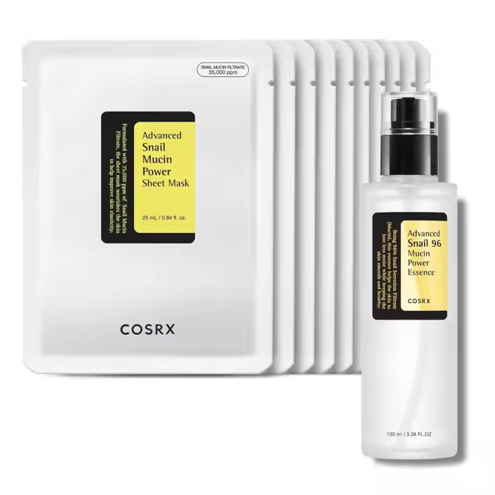 COSRX apariencia de donut esmaltado - Real Snail Mucin 96% mascarilla reparadora de moco (10 paquetes), esencia hidratante facial, que contiene - 1