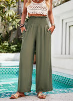 Ropa de mujer Primavera Verano Elegante Casual Color sólido Pantalones sueltos de pierna ancha - details 16