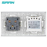 2Gang 1Way Touch interruptor con tomas de corriente 16A 220V,Panel de vidrio templado 153*82mm - details 3
