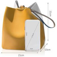 Bolso de moda para mujer, bolso de hombro para mujer, bolso tipo cubo, bolso de mensajero, bolso de diseñador, gris, elegante, 21*13*21 cm, peso: 0,6 kg, hecho de cuero PU de alta calidad, suave, cómodo e impermeable. Cordón en bolsillo interior - details 3