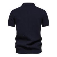 Polo de punto acanalado texturizado para hombre, camiseta de manga corta transpirable y fresca, novedad de verano, 2024 - details 2