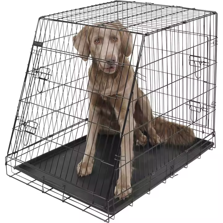KERBL PET Jaula para Transporte, Plegable, Negro, 76 x 54 x 64 cm, 2 Puertas - 1