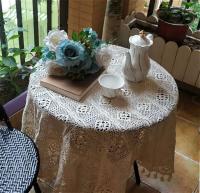 Gancho de ganchillo de algodón cuadrado rural tejido a mano, pasillo de balcón de dormitorio, mesa redonda de fiesta de té, mantel de tela de piano, mantel - details 3