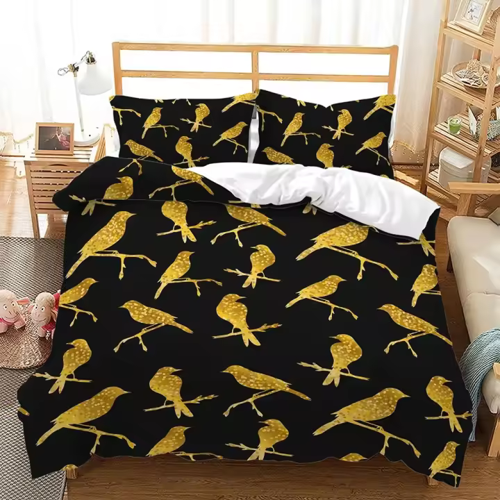 Funda nórdica con estampado 3D de animales voladores, edredón de lino, fundas de almohada, regalo individual, doble, King y Queen - 1