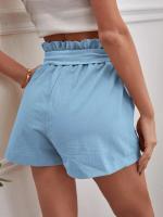 Pantalones Cortos de Verano para Mujer Algodón Transpirable, Cintura Elástica con Bolsillo, Color Sólido, Estilo Casual - details 10