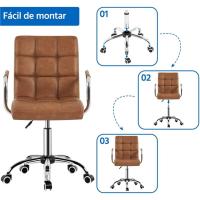 Silla de Oficina Giratoria con Ruedas Silla Ajustable en Altura con Cojín Carga hasta 120Kg - details 29