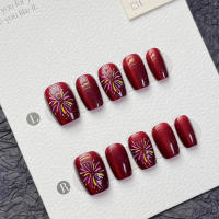 Francés cuadrado con borde liso, uñas de color rojo para uñas, decoración de bricolaje - details 4