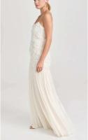 Elegante Vestido de Espalda Blanca con Perchas 3D Vestido Largo de Chifón con Pliegues para Mujeres - details 6