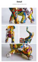 Figuritas de elefante impresas con transferencia colorida de resina, adornos de arte moderno, animales Feng Shui, accesorios de decoración para el Interior del hogar y la Oficina - details 4