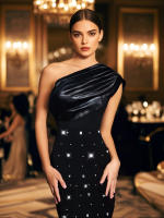 Elegante Vestido de Vendaje con Hombro Inclinado Diseño Distintivo de Alta Moda Francesa - details 8