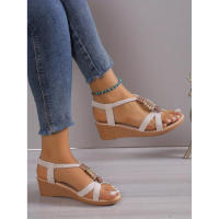 Women Cross Straps Sandals Open Toe Ankle Strap Slingback Wedge Platform Shoes Summer Comfy Boho Shoes - details 9