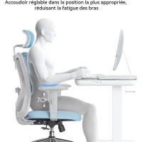 Silla de escritorio para computadora con reposacabezas ajustable y soporte lumbar, respaldo alto, silla ejecutiva giratoria para oficina en casa (azul claro) - details 4