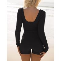 BUNO-Conjunto de ropa de estar por casa para mujer, tops ajustados de manga larga y pantalones cortos de motorista, 2 piezas, verano, 2025 - details 7