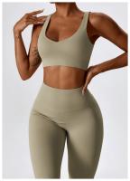 Traje de Yoga Deslizante para Mujer Entrenamiento de Baile Secado Rápido Fitness y Ocio Conjunto de Deporte de Dos Piezas Chaleco+Pantalones - details 15
