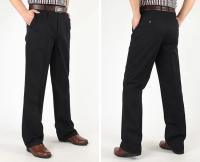Pantalones Casuales de Cintura Alta para Hombres Color Sólido, Cintura Suelta, Algodón Puro, Doble Pliegue, Sin Arrugas - details 14