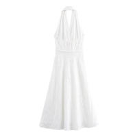 Vestido Informal para Mujer con Cuello Colgante Bordado Estilo Europeo Americano Moda de Otoño - details 2