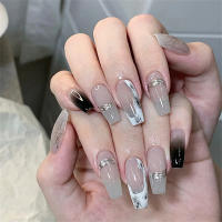 Uñas artificiales de mariposa para mujer, manicura Popular de 24 piezas, larga presión, decoración artesanal - details 3