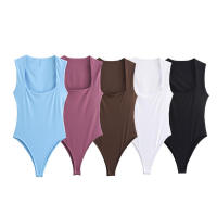 Moda mujer Mono Chic verano blanco s Sexy cuello cuadrado sin mangas - details 1