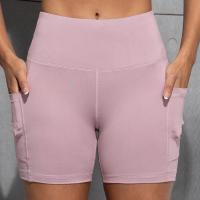 Pantalones cortos de Yoga con dos bolsillos para mujer, pantalones cortos elásticos para correr al aire libre, Color sólido, levantamiento de glúteos, ciclismo, ropa deportiva femenina - details 11
