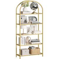 Niveles, Estantería de Vidrio Templado, Diseño Arqueado, Marco de Acero, para Salón, Dormitorio, - details 0