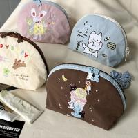 Bolsa de cosméticos con bordado de dibujos animados, bolsa de maquillaje de nailon con animales de tela, bolsa de almacenamiento portátil ligera para el cuidado de la piel, almacenamiento de lápiz labial - details 18