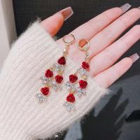 Pendientes de borla de circonita roja para mujer, elegantes pendientes con colgante de cristal rosa, joyas llamativas para fiestas y bodas - details 12