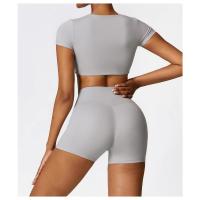 Top de Yoga de manga corta para mujer, Sujetador deportivo de alta elasticidad, ropa deportiva para gimnasio y Fitness - details 6