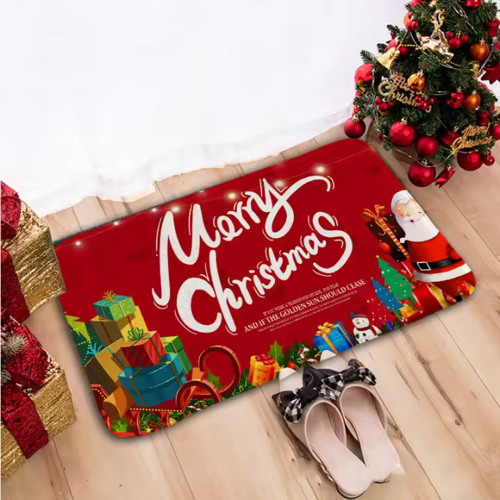 Alfombra de Navidad antideslizante 3D con impresión navideña para salón, cocina, baño, muñeco de nieve, 60x180cm - 1