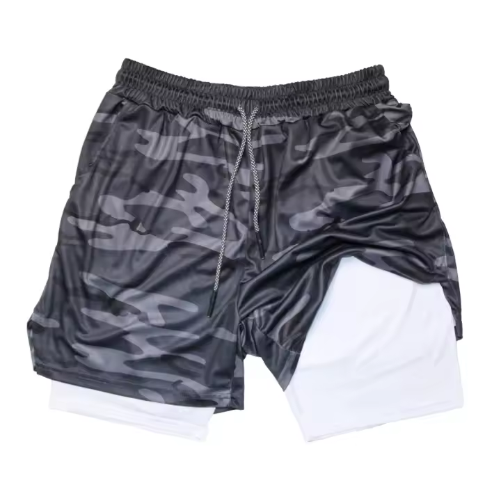 Pantalones Cortos de Fitness de Doble Capa para Hombres Secado Rápido Entrenamiento de Gimnasio - 1