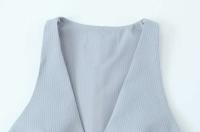 Top sin Mangas a Rayas con Cuello en V Vestido de Moda para Mujeres al Aire Libre - details 3