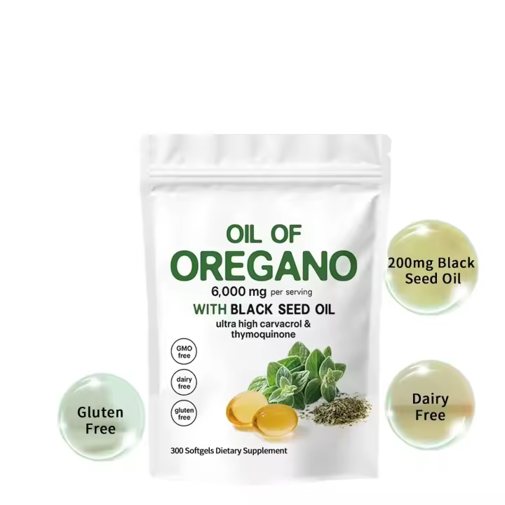 Las cápsulas blandas de aceite de orégano contienen 300 cápsulas de aceite de semilla negra. - 1