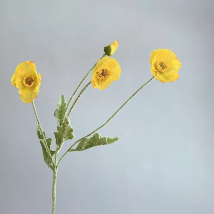 Decoración de fiesta, tallo flocado realista, preciosas flores de amapolas falsas de tacto Real, ramo de imitación, plantas de seda, Papaver Rhoeas artificiales - 1