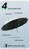 Paraguas plegable automático resistente al viento, 72 varillas de fibra de vidrio reforzadas, paraguas de protección contra el sol y la lluvia UV 50+ para hombres y mujeres - details 30