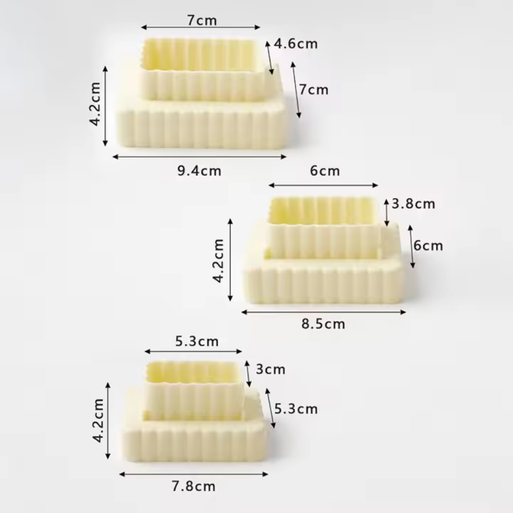 Moldes redondos rectangulares para galletas, utensilios de plástico para hornear, herramientas de estilo para hornear, Material de grado alimenticio multifunción, 3 piezas por juego - 1