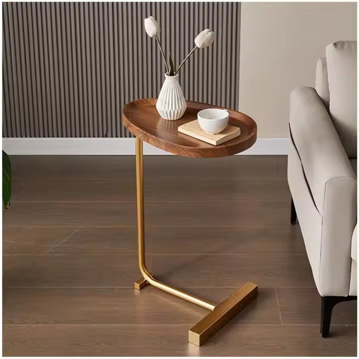 Mesa auxiliar en forma de C, mesa de centro ovalada pequeña, mesa lateral estrecha - 1