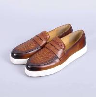 Zapatos informales de cuero para hombre con punta redonda de piel de vaca para otoño, nuevos zapatos de moda con patrón sólido para hombre - details 14