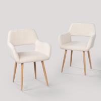 2 Sillas Comedor Vintage Retro Sillón Tapizado en Gamuza con Reposabrazos Patas Metálicas para Cocina Salón - details 6