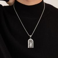 Collar con colgante de bloque geométrico y cruz punk retro para hombre – Joyería de hip hop de titanio de acero inoxidable - details 6