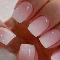 24 piezas de uñas postizas simples con punta cuadrada y pegamento de gelatina, degradado rosa y blanco, publicadas por French Fake Nail Publishing - details 5