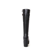 Botas altas de tacón grueso, plataforma impermeable para mujer, tacones altos, botas largas, con cordones, talla grande - details 22