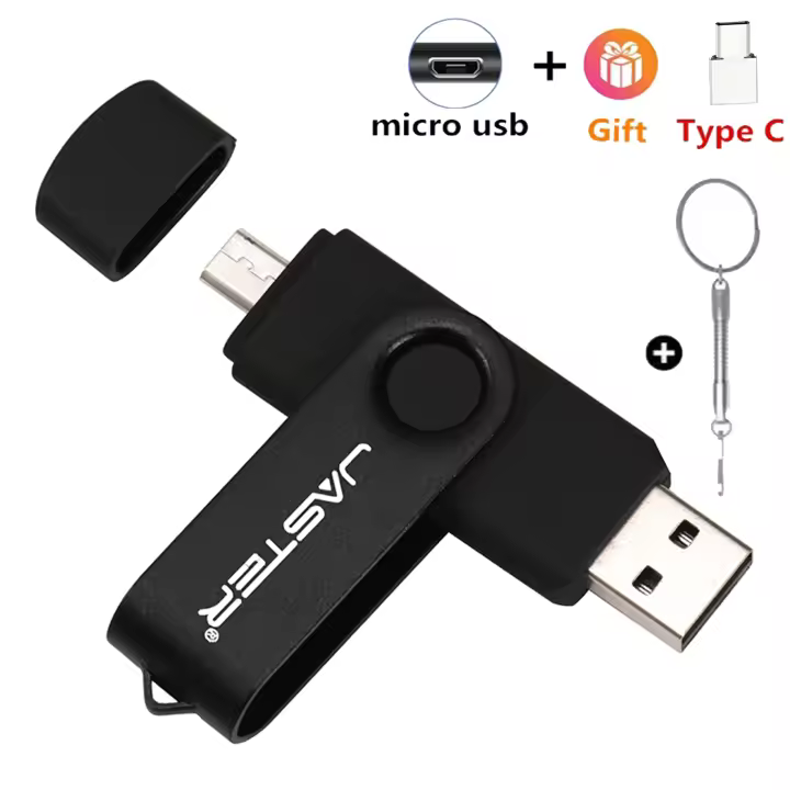 Tarjeta de Flash USB JASTER 3 en 1 Adaptadores Tipo-C Memoria OTG para SmartPhone Android PC - 1