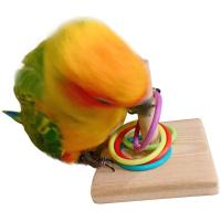 Juguetes de anillo de Color apilables, suministros para mascotas, trucos de juego, entrenamiento de IQ, patio de recreo, Plataforma para loros, juguete para masticar pájaros - details 4