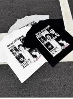 Camiseta de manga corta estampada para hombre, estilo moderno, escote pequeño, hombros regulares, manga media para parejas. - details 1