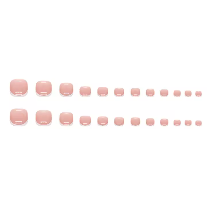 Uñas postizas francesas brillantes, uñas artificiales cuadradas cortas reutilizables con borde blanco para la vida diaria, uso diario - 1