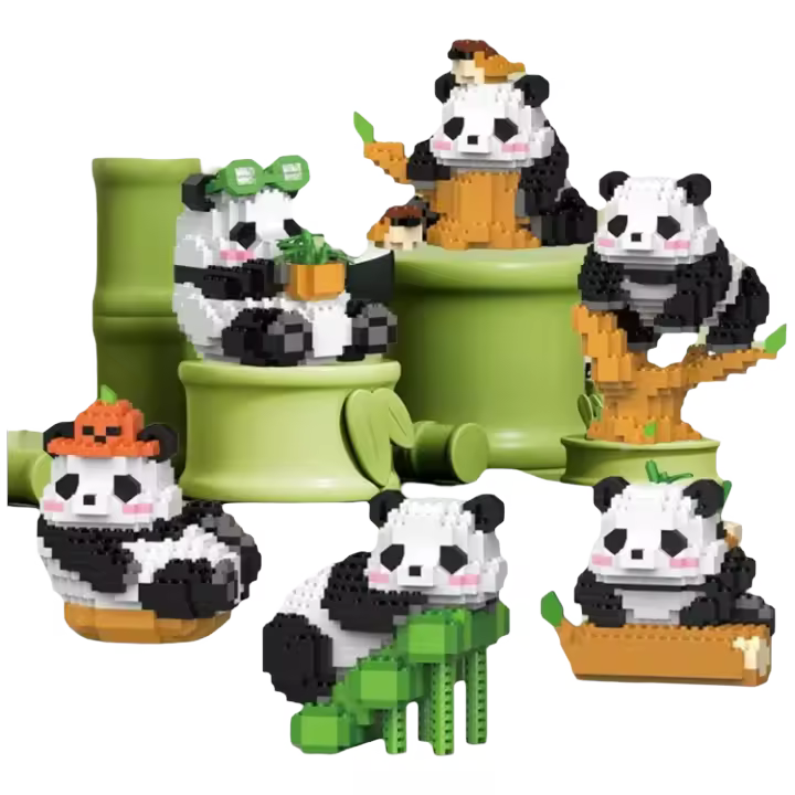 Figuras de bloques de construcción de la serie Panda para niños y niñas, Micro modelo, ladrillos de diamantes DIY, juguetes de cumpleaños - 1