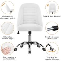 Escritorio Silla Giratoria de Cuero PU Silla Ergonómica Silla Sin Reposabrazo Silla con Ruedas - details 1
