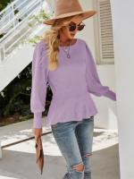 Suéter de manga farol para mujer, Jersey de punto con volantes, púrpura, elegante, moda coreana, Otoño e Invierno - details 8