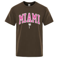 Camiseta holgada informal con letras para hombre, ropa de algodón con estampado de dibujos animados, cuello redondo, Miami Seaside City - details 9