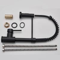Grifo extraíble de latón para cocina, mezclador de agua fría y caliente con boquilla de doble modo cromado, con resorte, color negro mate - details 6